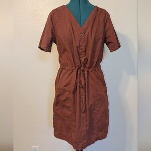 Old Navy Rust Button-Up Cotton Midi Dress - Small